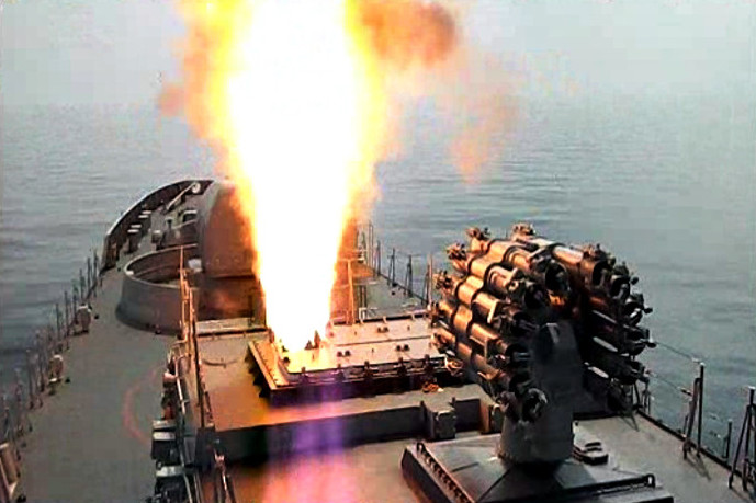 INS Tabar firing Klub anti-ship cruise missile