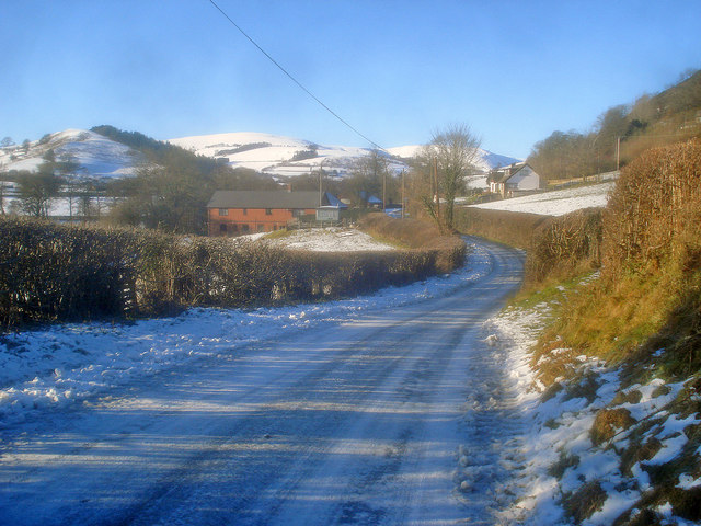 File:Icy lane east of Gladestry - geograph.org.uk - 1723684.jpg