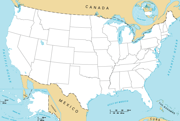 Canada Us And Mexico Map Contiguous United States - Wikipedia