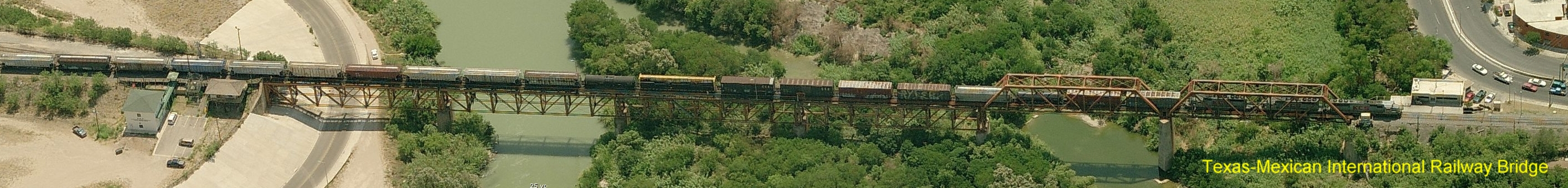  The full length of the Texas-Mexican Railway International Bridge.