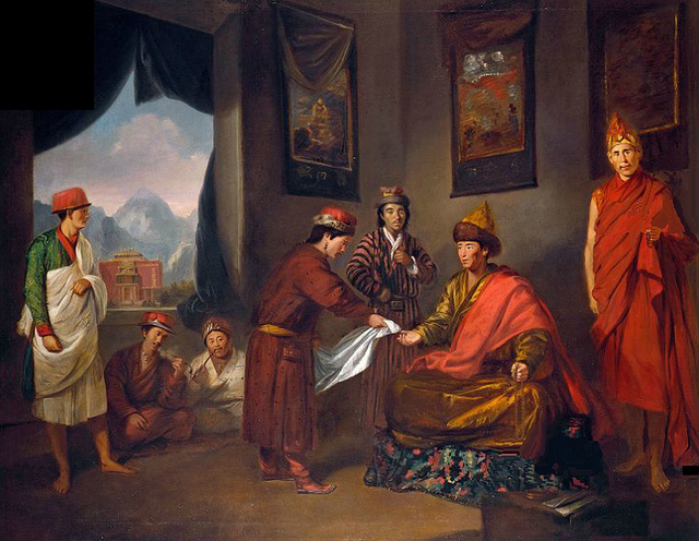 File:The Third Panchen Lama Receives George Bogle at Tashilhunpo, oil painting, Tilly Kettle, c. 1775.jpg