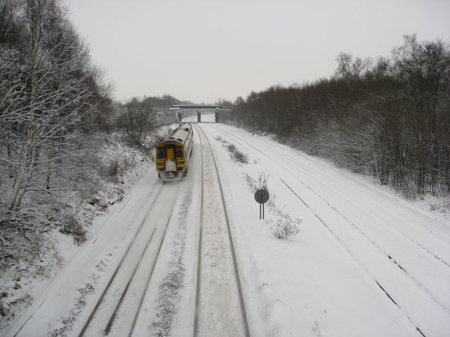 File:Train heading towards bridge carrying the A6175 - geograph.org.uk - 1148841.jpg