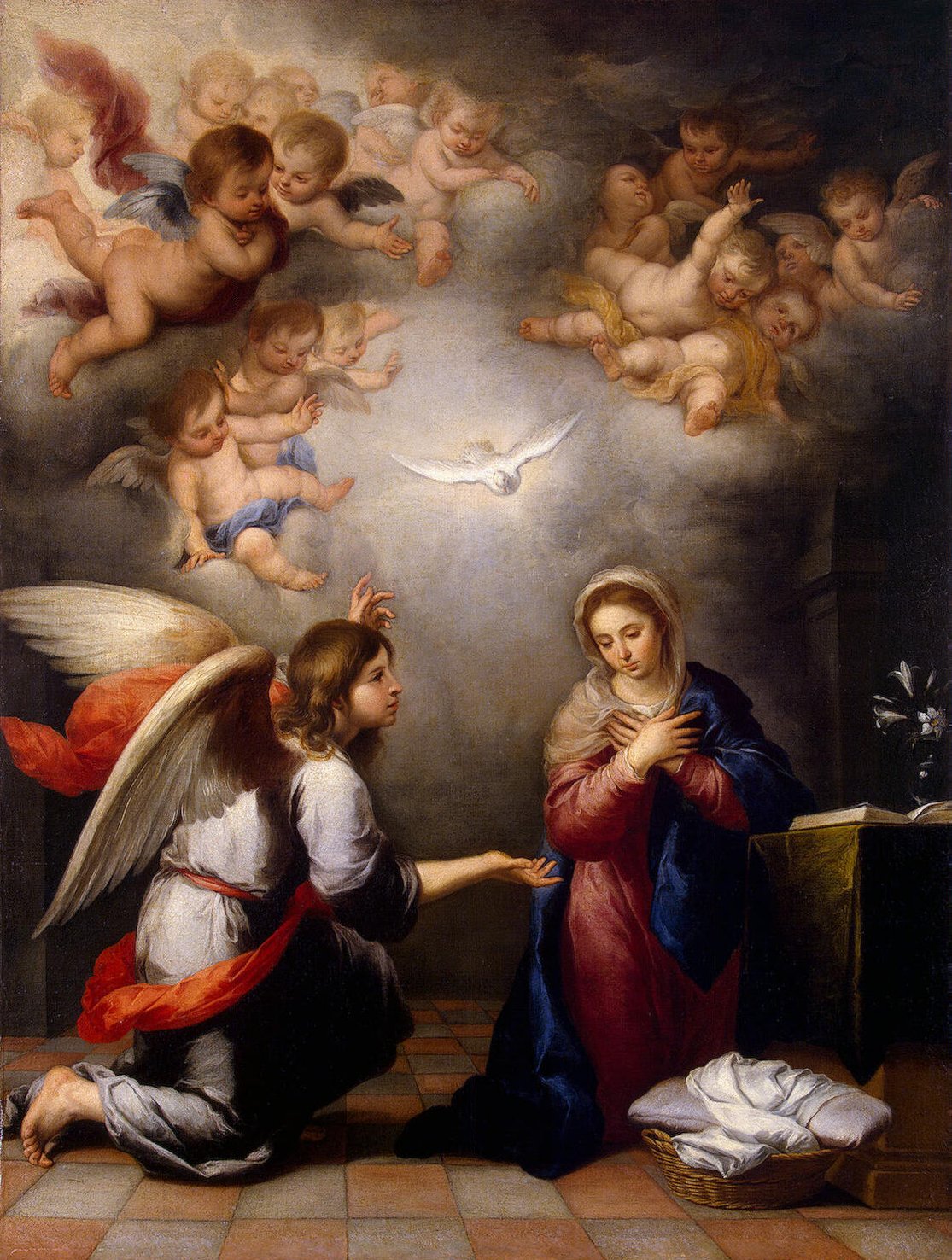 Angel Gabriel's Annunciation to Mary, by Murillo, c. 1655