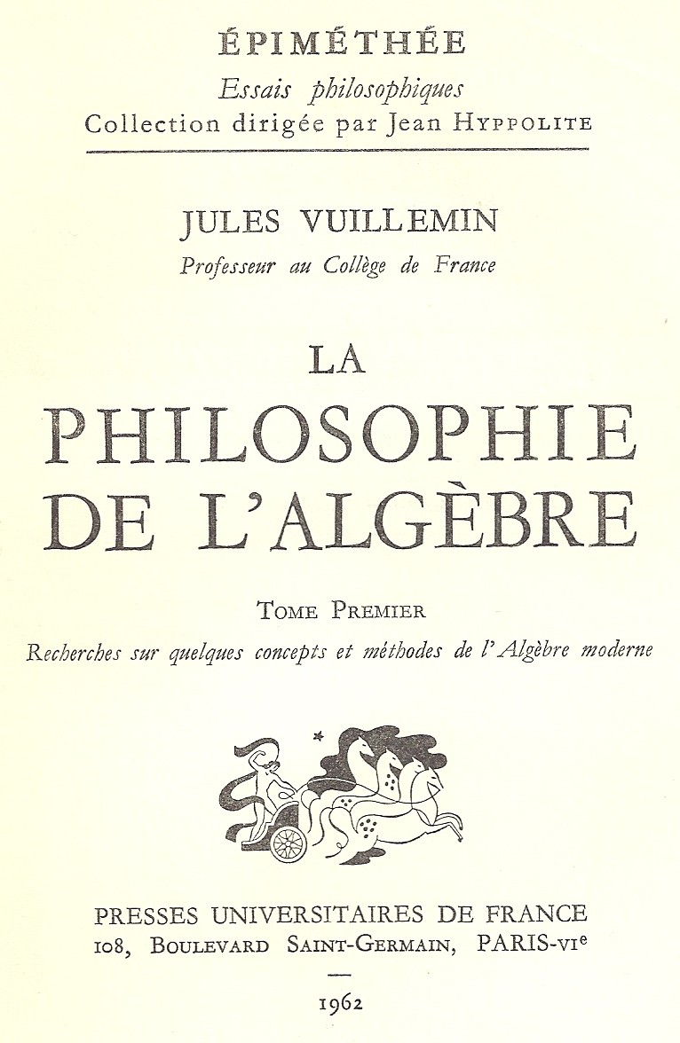 Ejemplar de ''La Philosophie de l'algèbre.''