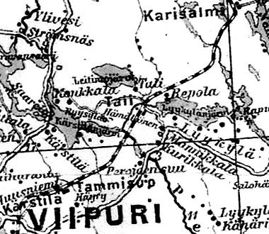 Деревня Конккала на финской карте 1923 года