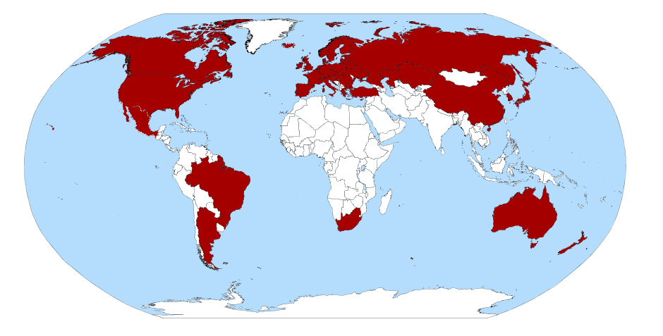 Nuclear suppliers group membership map