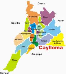 The Madrigal District (marked purple) is located in the west of Caylloma Province