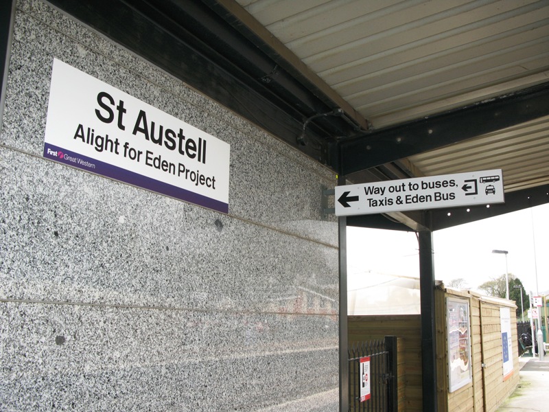 File:2009 at St Austell station - signs for Eden Project.jpg