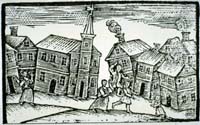 An 18th-century woodcut taken from a religious tract showing the effects of the Cape Ann earthquake Cape Ann earthquake.jpg