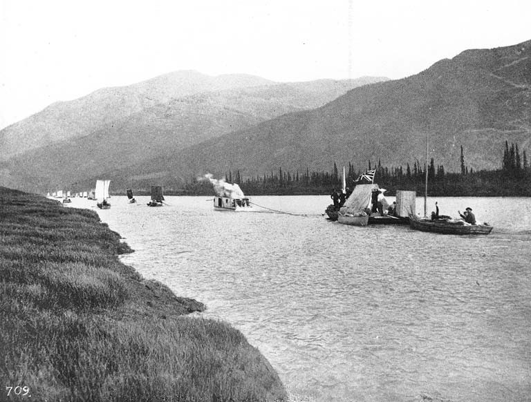 File:Klondikers with boats sailing down the Yukon River, Yukon Territory, June 1898 (HEGG 10).jpeg