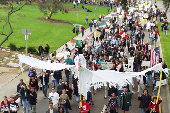 A peace march through Balboa Park, San Diego, California, 2003