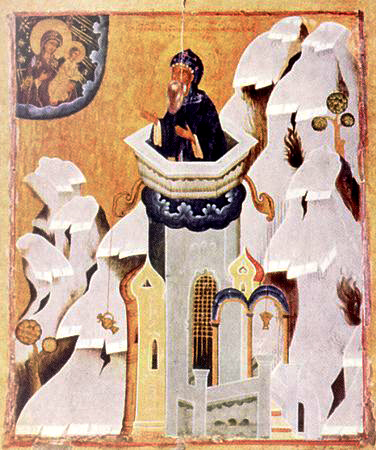 Icona ortodossa rappresentante san Simeone Stilita il Giovane