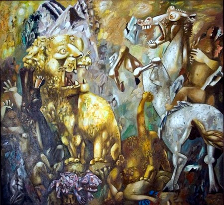        A Lion Hunt     43 x 30    -      