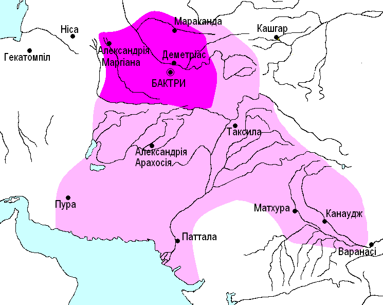 Греко бактрийское царство карта