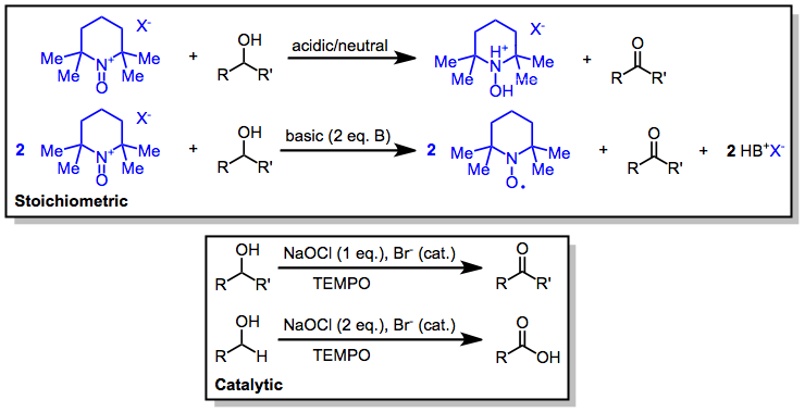 Tempo oxidation of primary alcohol to aldehyde