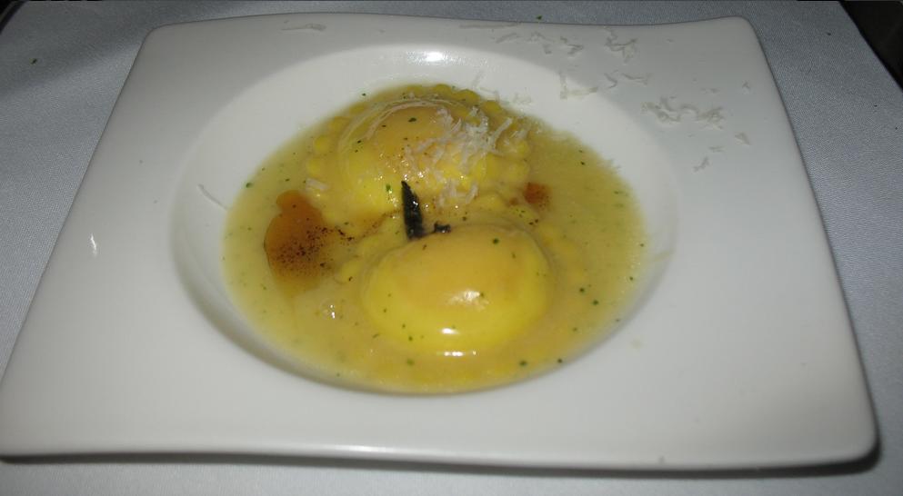 Carlson's most famous dish – Quail Egg Ravioli