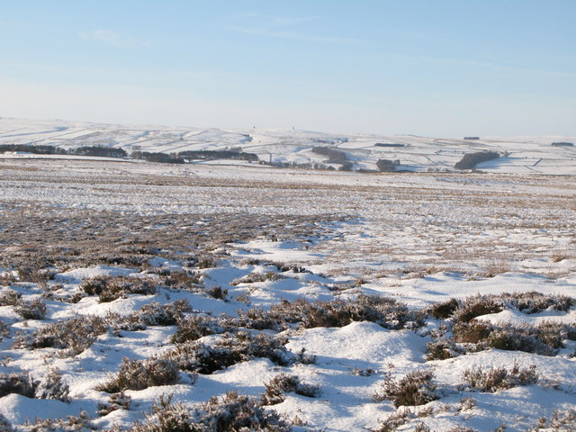 File:Snowy panorama from the Foumart Hills (12, WSW - The Allendale lead smelting flue chimneys) - geograph.org.uk - 1658001.jpg