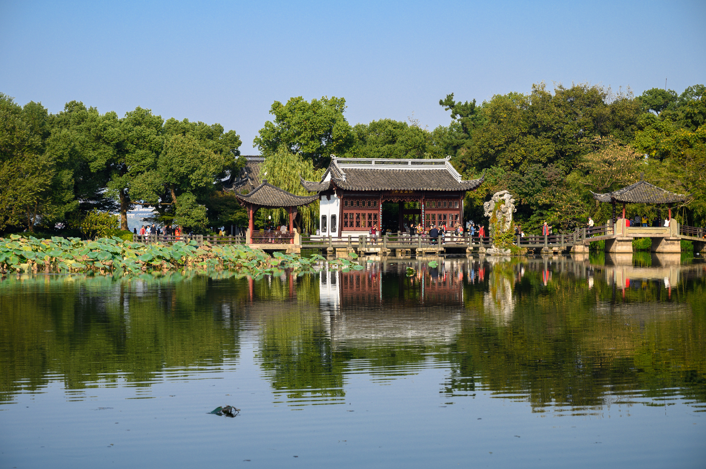 Scenic area. Baizhang Pond Scenic area. West Lake logo.