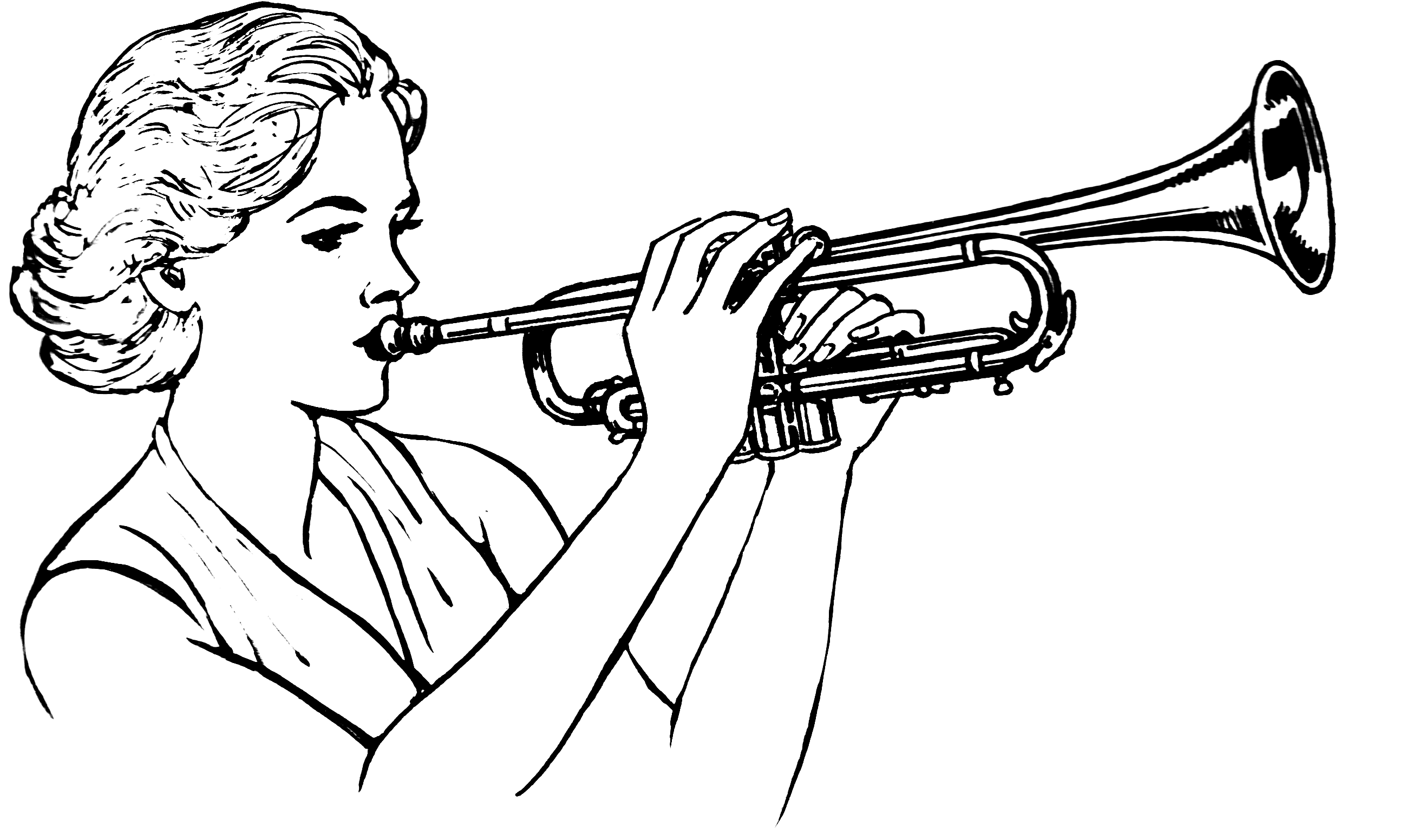 Woman playing trumpet musical Royalty Free Vector Image