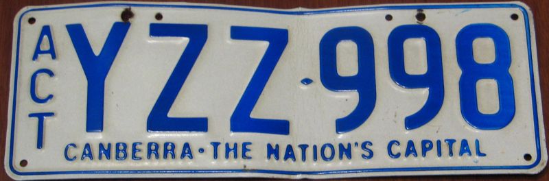 File:1979 Australian Capital Territory registration plate YZZ♦998 Canberra The Nation's Capital.jpg