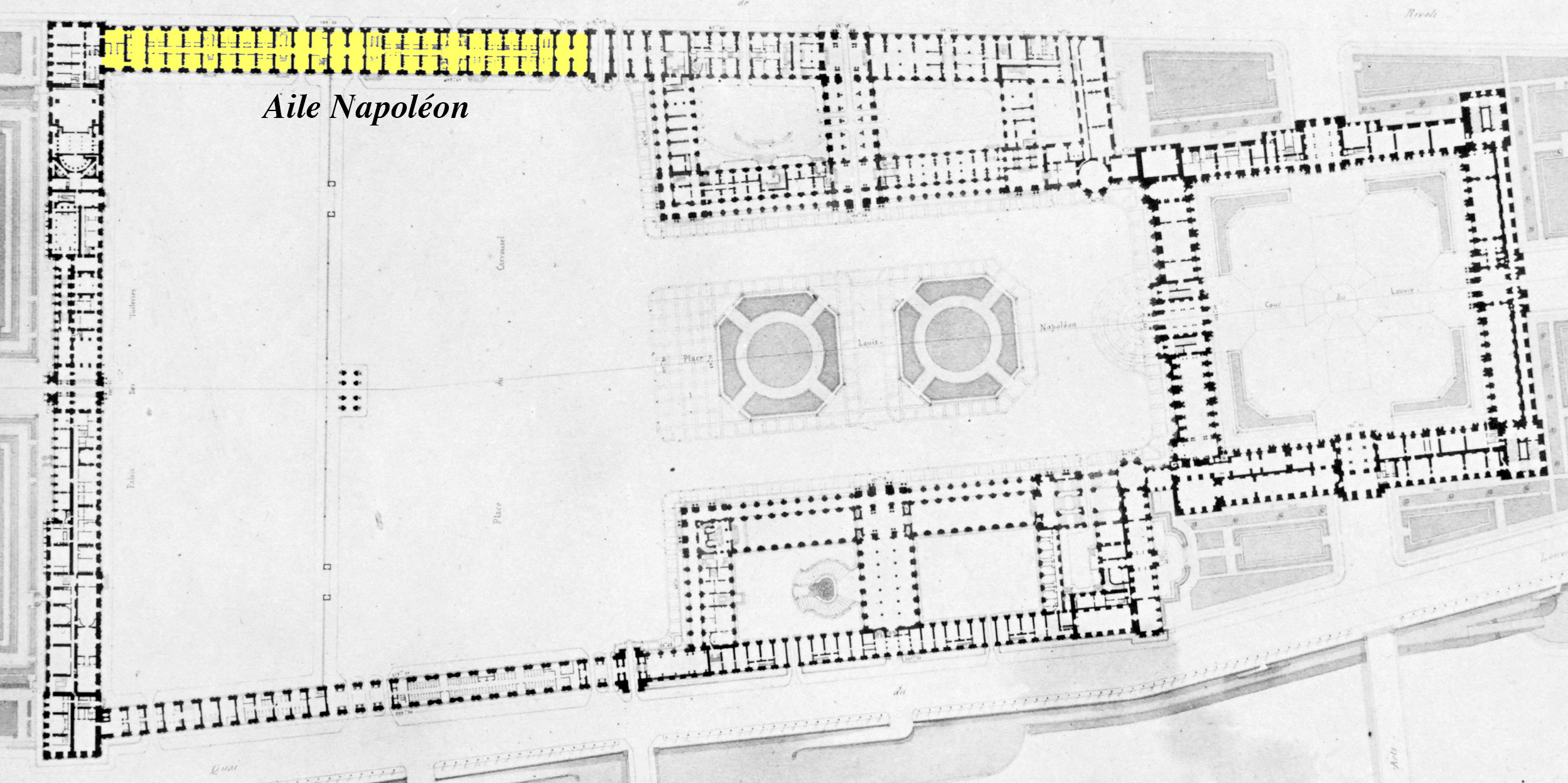 File Aile Napoléon On An 1852 Plan Of The Louvre By Visconti Jpg Wikimedia Commons