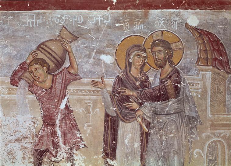 File:Eglise du Saint-Sauveur, transept sud les noces de Cana, fragment. Géorgie, Tsalendjikha.jpg