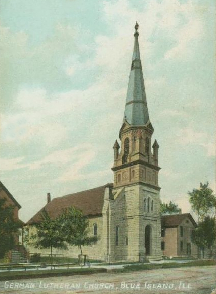 The First Evangelical Lutheran Church was founded in 1861 and its sanctuary, built in 1863, remains the oldest in the city (at least in part) [74] by virtue of the fact that the tower and the walls of the west half of the original building were incorporated into a 1954 expansion. The school building shown to the right of the church was built in 1871 and was replaced by the present building in 1912.[75] The former schoolhouse has been relocated and currently serves as a two-family residence.[76]