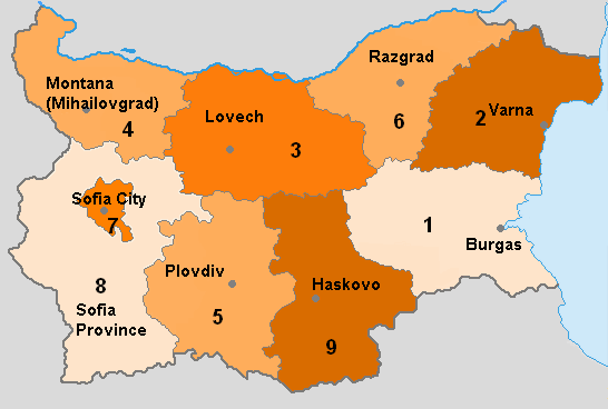 Provinces of Bulgaria from 1987 to 1998