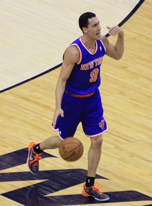 Prigioni, playing with the [[New York Knicks]], in February 2013.