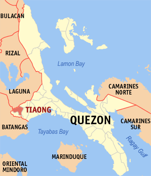 Mapa han Quezon nga nagpapakita kon hain nahimutang an Tiaong