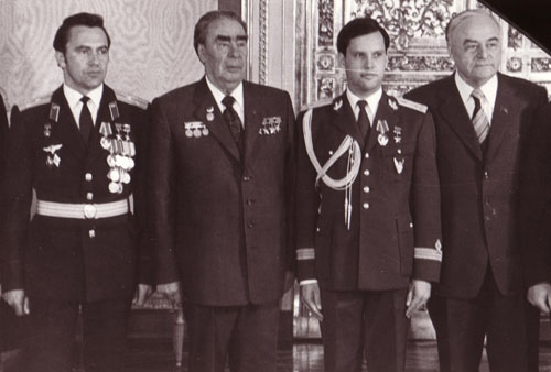 Photo of an ailing Brezhnev (second from left) on 1 June 1981, a year before his death