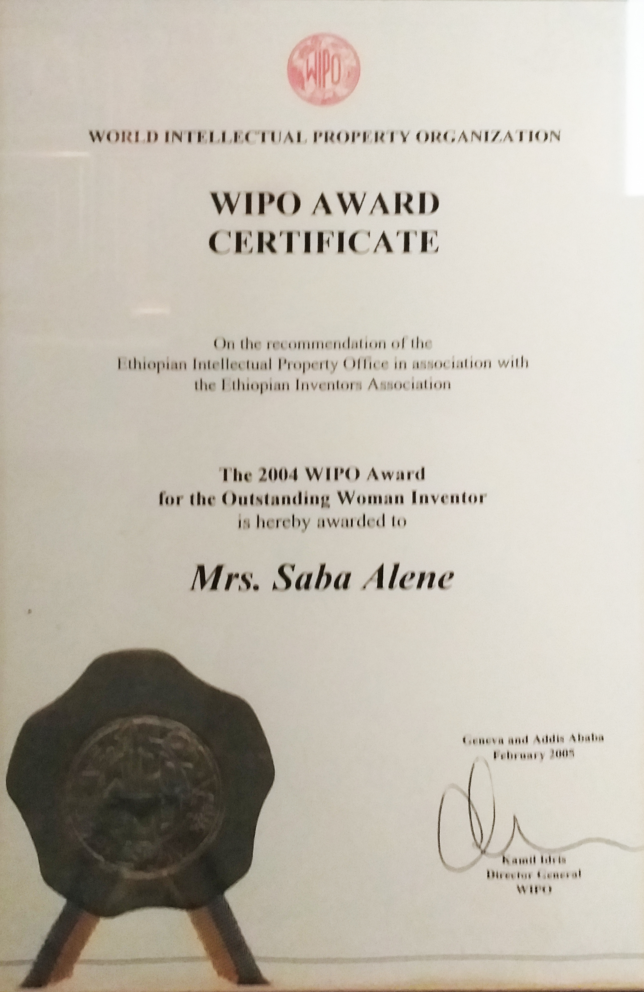 File World Intellectual Property Organization Award To Saba Alene Jpg Wikimedia Commons