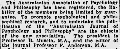 Sydney Morning Herald, Tuesday, 14 October 1924. Australasian Association of Psychology and Philosophy.JPG