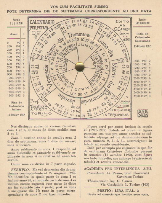 Perpetual Calendar in Spanish (Calendario perpetuo orientación horizontal)