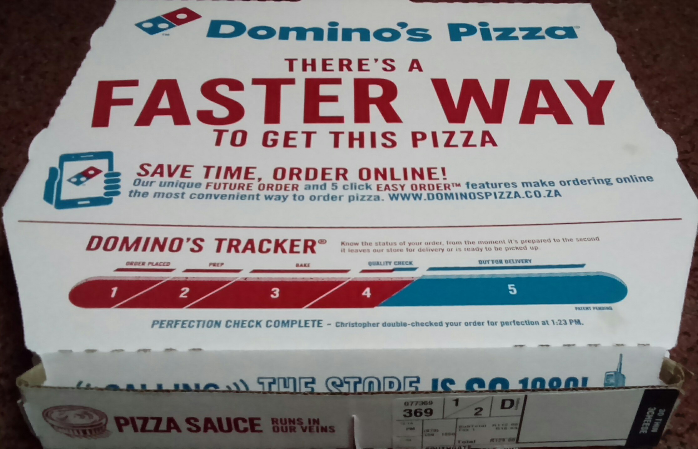 Dominos Pizza Box Label