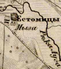 Деревня Естомичи на карте 1863 г.