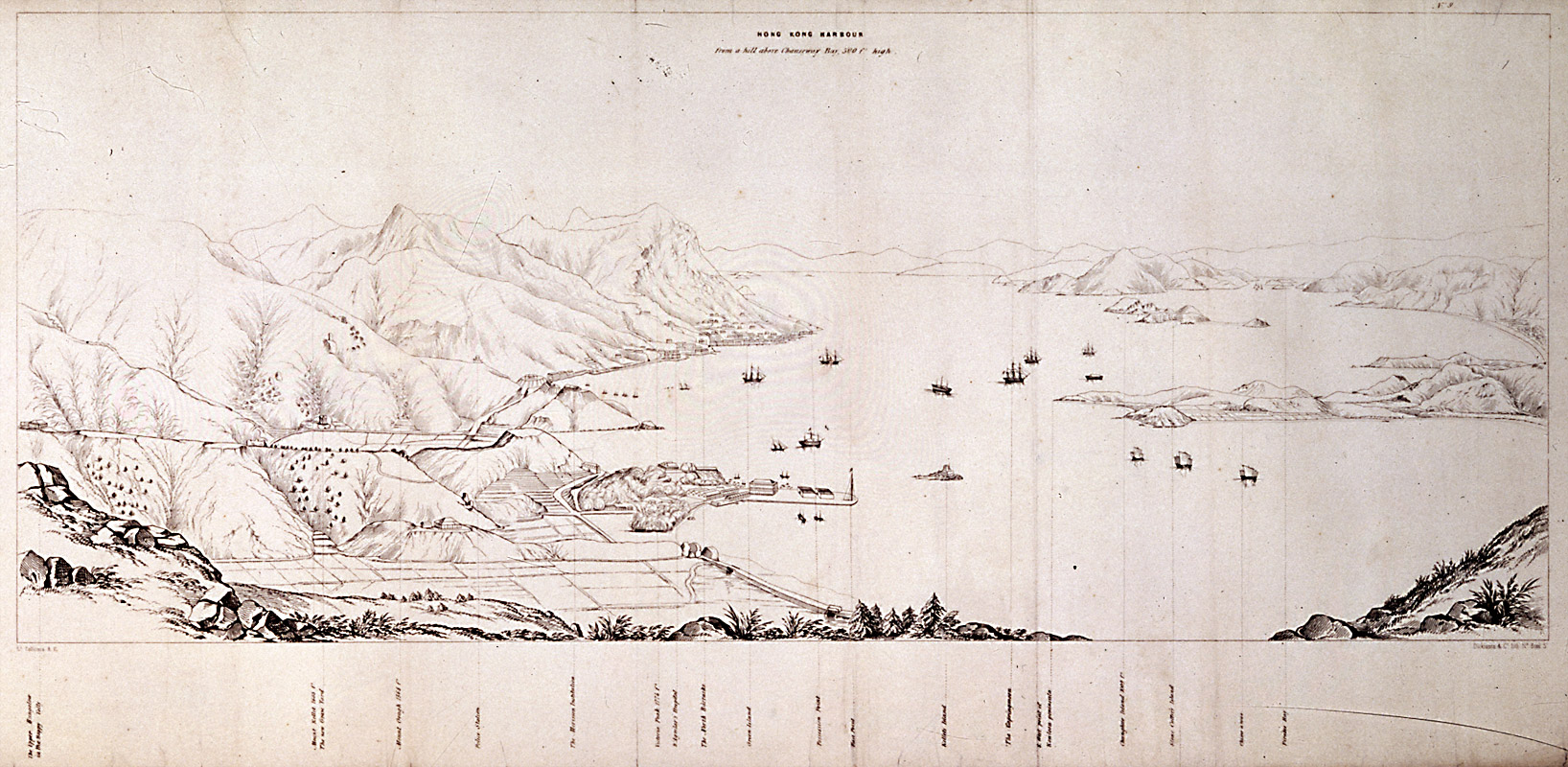 old map of 1840s Victoria Harbour  hong kong maper