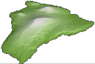 Animated map of volcanoes which comprise the island of Hawaii