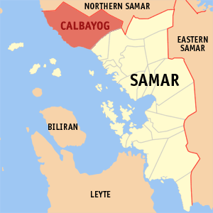 Mapa sa Lalawigan sa Samar nga nagpakita kon asa nahimutang ang Dakbayan sa Calbayog