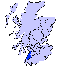 Regionen markert med mørkeblått