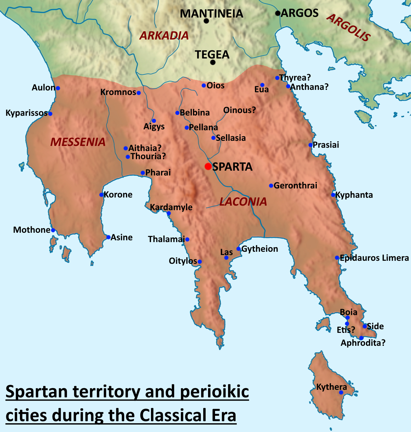 Spartan Territory Before 371 BC