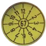 Old style safety test sticker, 1967 Tuev67.jpg