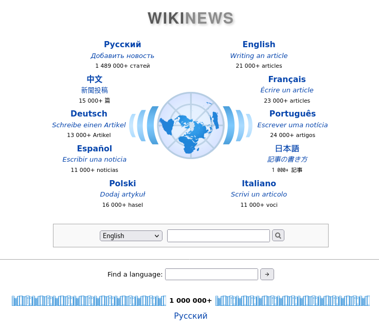 Глобальный портал Викиновостей (www.wikinews.org) на 7 октября 2021 года