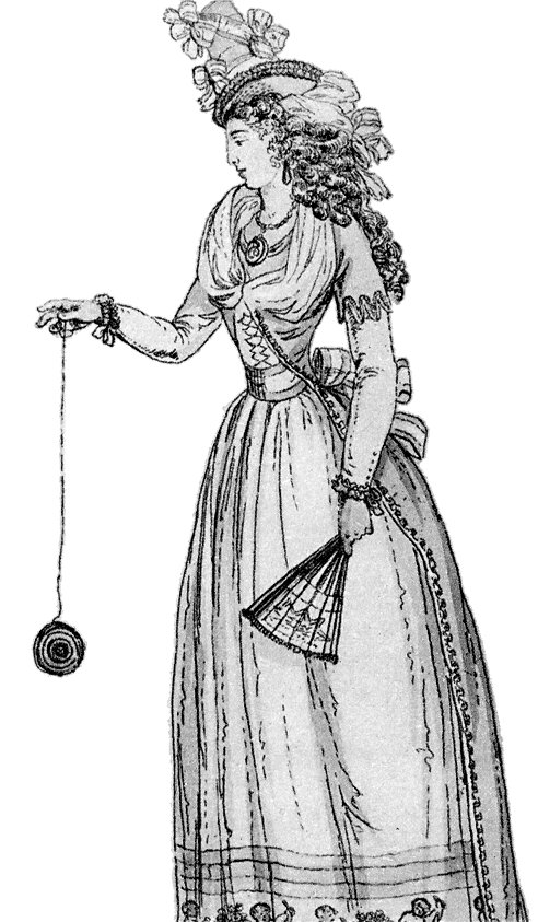 Dáma s jojem z francouzského módního žurnálu z roku 1791