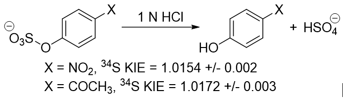 34S isotope effect on sulfate ester hydrolysis reaction