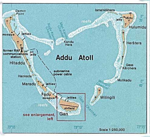 Addu Atoll mit der Insel Wilingili