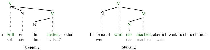 Ellipses: gapping and sluicing