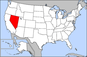 Zemljevid Združenih držav z označeno državo Nevada