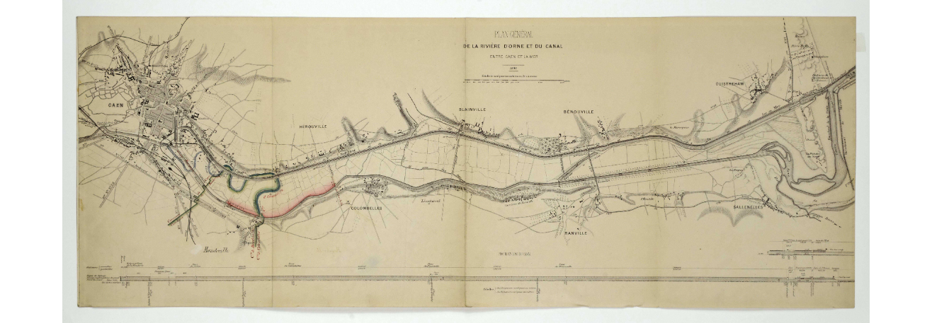 Plan général du fleuve de l'Orne et du canal latéral de Caen à la mer, 1888.
