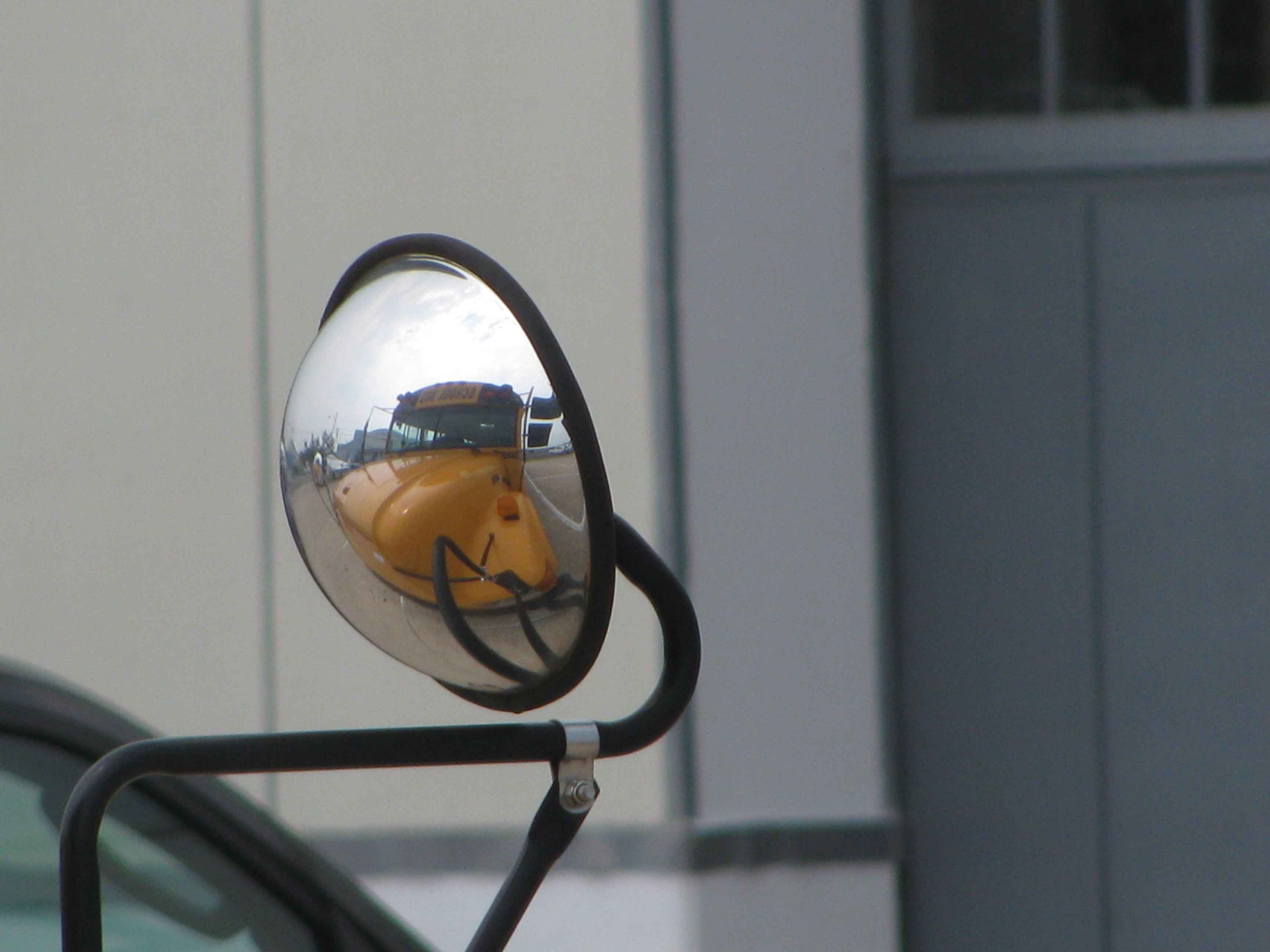 school bus inside mirror